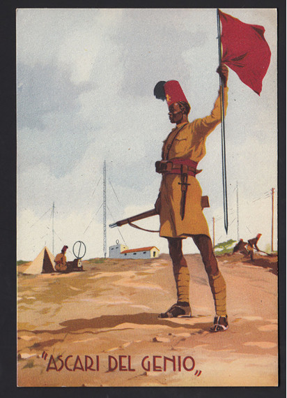 Cartolina d'epoca Ascari del genio militare della Somalia Italiana